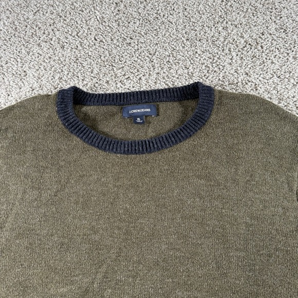 J Crew /Jeans Sweater Mens XL Green Wool Botton‎ Blend Classiccore Sweatshirt - Picture 2 of 7